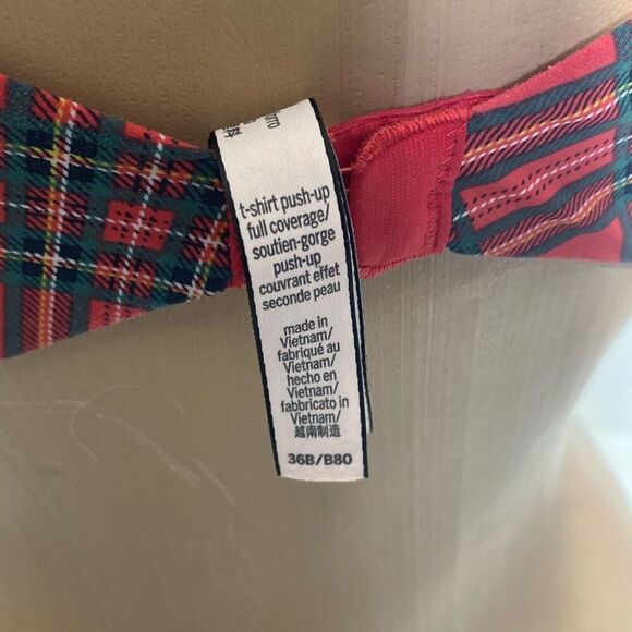 Victoria's Secret Women's Multicolor Plaid T-Shirt Push Up Full Coverage Bra 36B - Picture 5 of 8